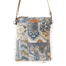 Load image into Gallery viewer, Myra Bag Loom Indigo Vintage Tapestry Fringe Crossbody Bag