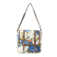 Load image into Gallery viewer, Myra Bag Blue &amp; Ivory Mesa Morning Glories Messenger Bag