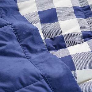 Northern Nights 650FP 300TC David Blue Queen Size Cotton Printed Plaid Down Blanket w/ Shams