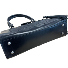 Load image into Gallery viewer, Patricia Nash Black Embossed Rosetool Rienzo Satchel