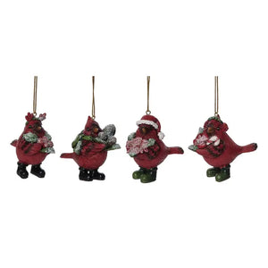 Dressy Cardinals 3" Resin Ornaments