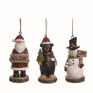 4" Resin Carved Jolly Character Ornaments