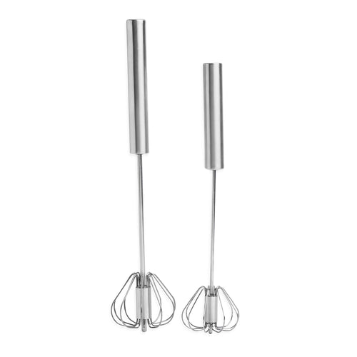 Set of 2 Stainless Steel Rotating Whisks