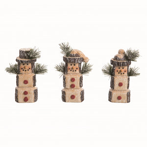 Snowy Birch 5.3" Resin Snowman Stack Figurine