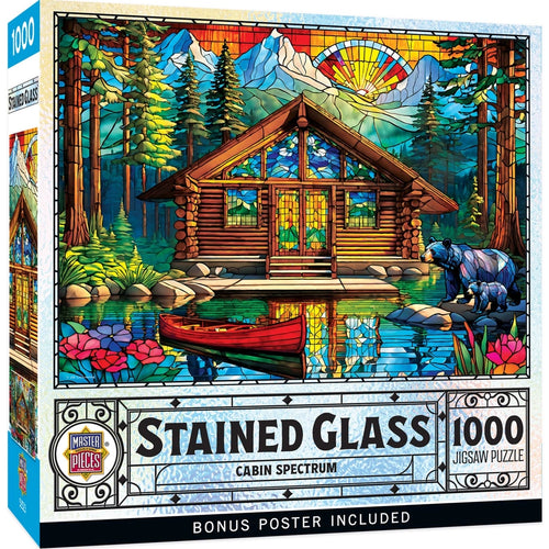 Stained Glass Cabin Spectrum 1000 Piece Stained Glass Puzzle