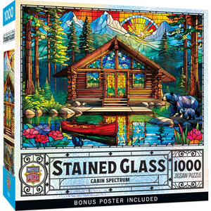Stained Glass Cabin Spectrum 1000 Piece Stained Glass Puzzle