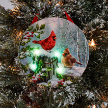 Load image into Gallery viewer, Winter Cardinals LED Canvas Picture Ornament