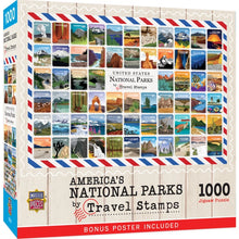 Load image into Gallery viewer, National Parks of America Travel Stamps 1000 Piece Puzzle