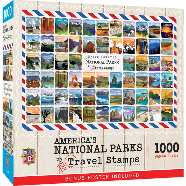 National Parks of America Travel Stamps 1000 Piece Puzzle