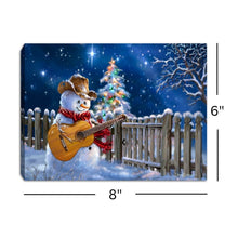 Load image into Gallery viewer, Guitar Snowman 8x6 Lighted Tabletop Canvas Picture