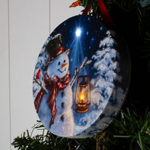 Load image into Gallery viewer, Enchanted Snowman LED Canvas Picture Ornament