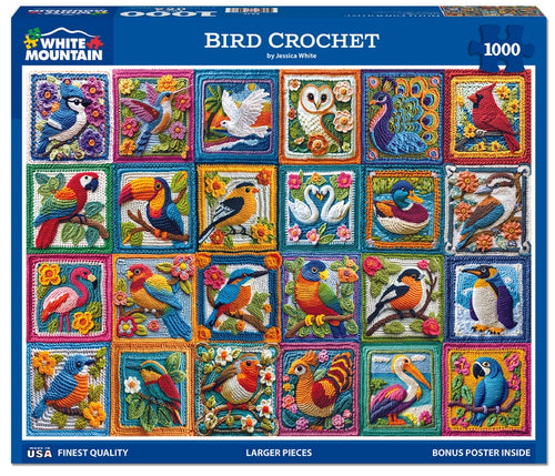 White Mountain Bird Crochet 1000 Piece Jigsaw Puzzle