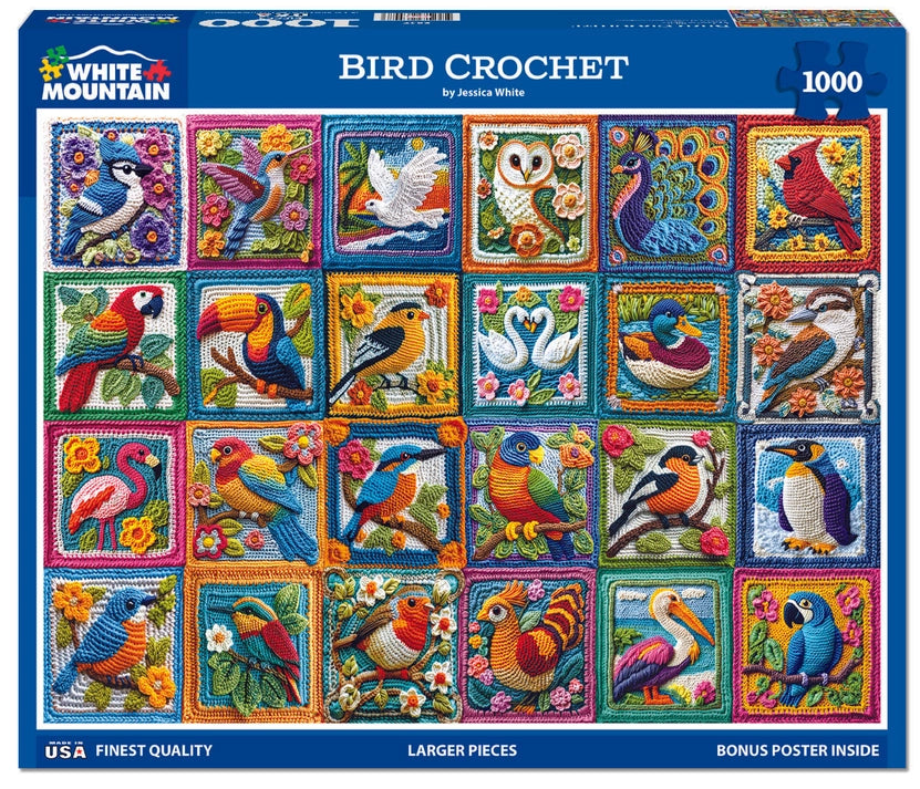 White Mountain Bird Crochet 1000 Piece Jigsaw Puzzle