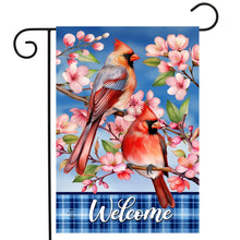 Load image into Gallery viewer, Briarwood Lane Cherry Blossom Cardinal Spring Garden Flag