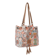 Load image into Gallery viewer, Myra Bag Clay Blossom Southern Bloom Cotton &amp; Leather Bucket Bag