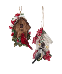 Kurt Adler Cardinal/Chickadee Birdhouse Ornament