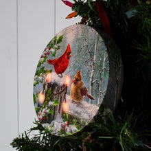 Load image into Gallery viewer, Winter Cardinals LED Canvas Picture Ornament
