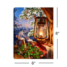 Load image into Gallery viewer, Hot Cocoa 6x8 Lighted Tabletop Canvas Picture
