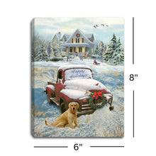 Load image into Gallery viewer, Happy Holidays Red Truck 6x8 Lighted Tabletop Canvas Picture
