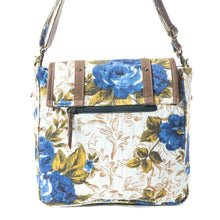 Load image into Gallery viewer, Myra Bag Blue &amp; Ivory Mesa Morning Glories Messenger Bag