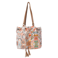 Load image into Gallery viewer, Myra Bag Clay Blossom Southern Bloom Cotton &amp; Leather Bucket Bag