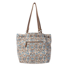 Load image into Gallery viewer, Myra Bag Oasis Cream Southern Bloom Cotton &amp; Leather Bucket Bag