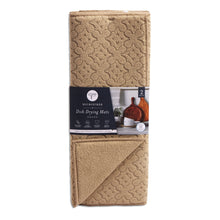 Load image into Gallery viewer, Core Kitchen Set of 2 Tan Floral Patterned Microfiber Dish Drying Mats