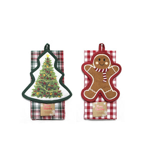 Set of 2 Holiday Shaped Pot Holder & Kitchen Towel