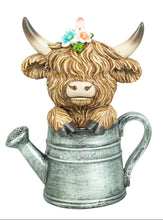 Load image into Gallery viewer, Spring Highland Cow in Watering Can