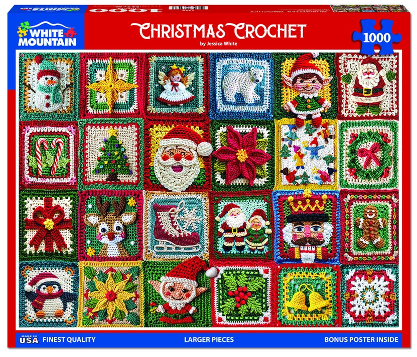 White Mountain Christmas Crochet 1000 Piece Jigsaw Puzzle