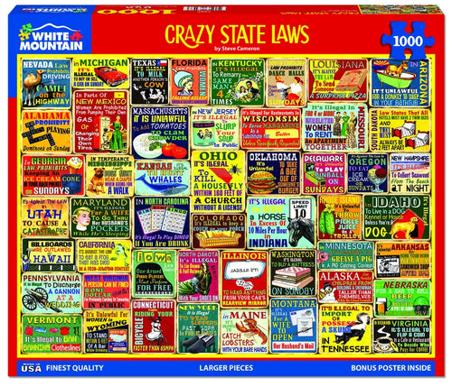 White Mountain Crazy State Laws 1000 Piece Jigsaw Puzzle