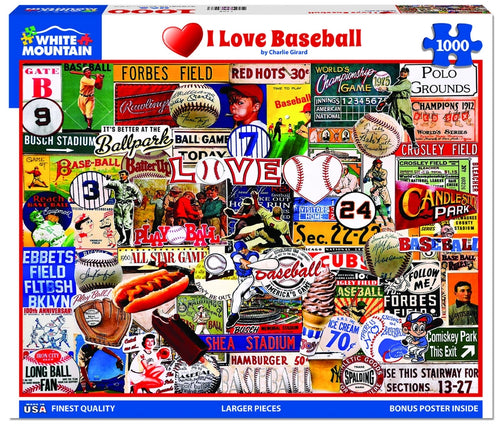 White Mountain I Love Baseball 1000 Piece Jigsaw Puzzle