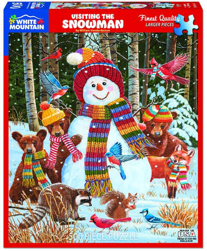White Mountain Visiting the Snowman 500 Piece Jigsaw Puzzle