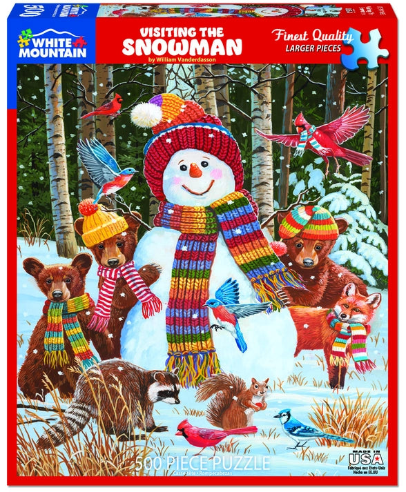 White Mountain Visiting the Snowman 500 Piece Jigsaw Puzzle