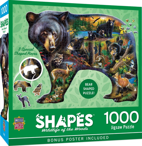 Wildlife of the Woods 1000 Piece Bear Shaped Puzzle