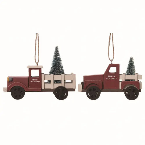 Wood Truck w/ Tree Ornaments