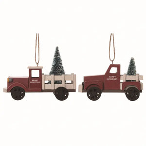 Wood Truck w/ Tree Ornaments