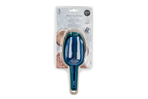 Core Kitchen 3-Piece Measuring Scoops, Blue/Teal/Taupe