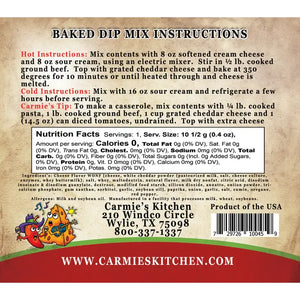 Carmie's Kitchen Baked Chili Cheese Dip Mix