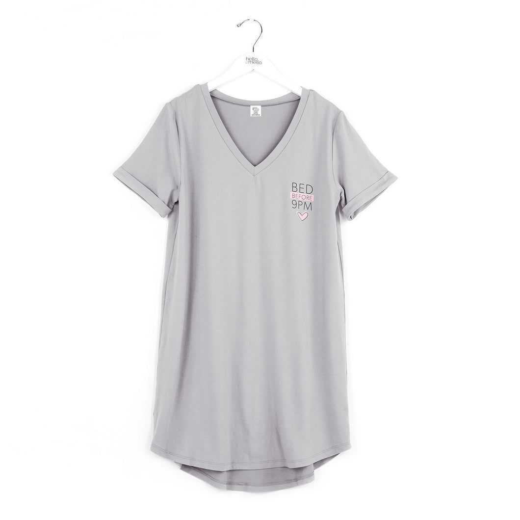 Hello Mello V-Neck Sleep Shirt Dress