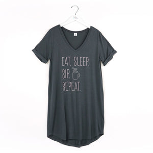 Hello Mello V-Neck Sleep Shirt Dress