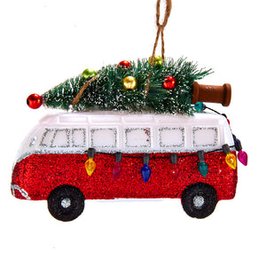 Kurt Adler 4.75" Van w/ Lights & Tree Ornament