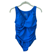 Load image into Gallery viewer, Denim &amp; Co. Beach Twist V-Neck One-Piece with Ruching