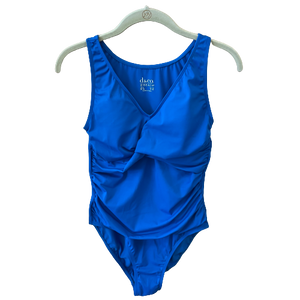 Denim Co. Beach Twist V Neck One Piece with Ruching