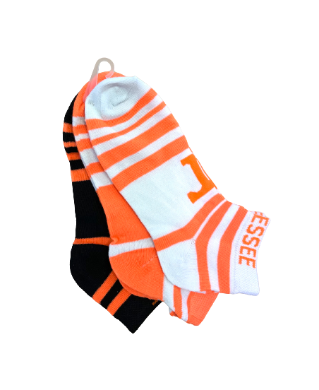 Ladies Tennessee Neon Striped Ankle Socks (3 Pack)