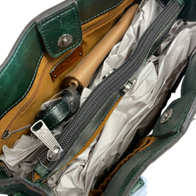 Load image into Gallery viewer, Patricia Nash Nubuck Leather Dark Green Primrose Satchel