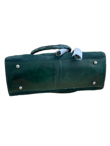 Patricia Nash Nubuck Leather Dark Green Primrose Satchel