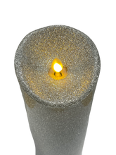 Load image into Gallery viewer, Luminara 8&quot; Silver Glitter Pillar Candle