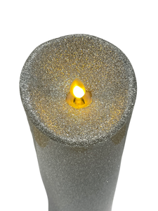 Luminara 8" Silver Glitter Pillar Candle