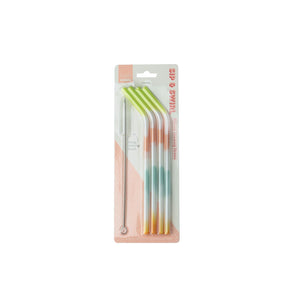 Krumbs Kitchen Tye Dye Silicone Straws + Cleaning Brush